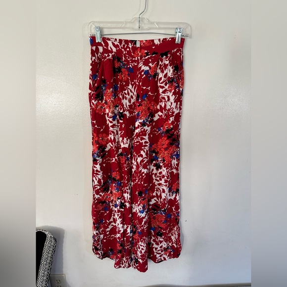 Free people bohemian Late Night Red Floral Print Wide-Leg Pants size XS - Picture 3 of 16